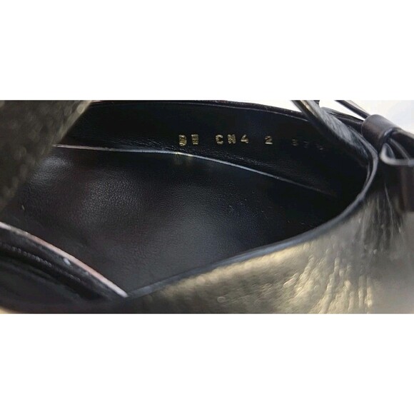 Garavani Valentino EU 37.5 Black Leather Flat Sandals French Bows & Ankle Strap - Picture 11 of 16